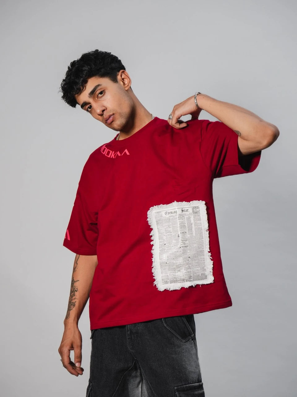 Newspaper Patchwork Oversized Tee