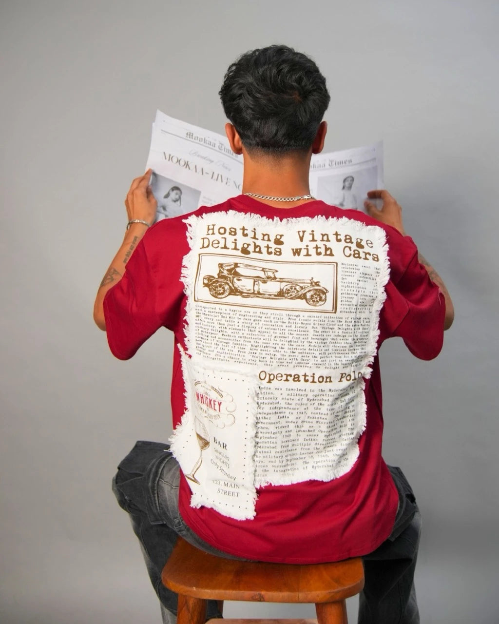 Newspaper Patchwork Oversized Tee