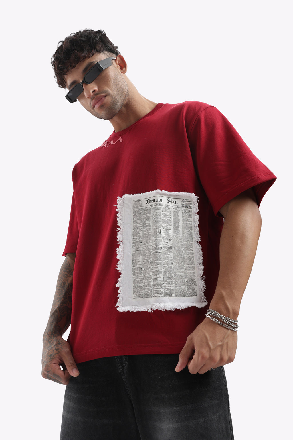 Newspaper Patchwork Oversized Tee