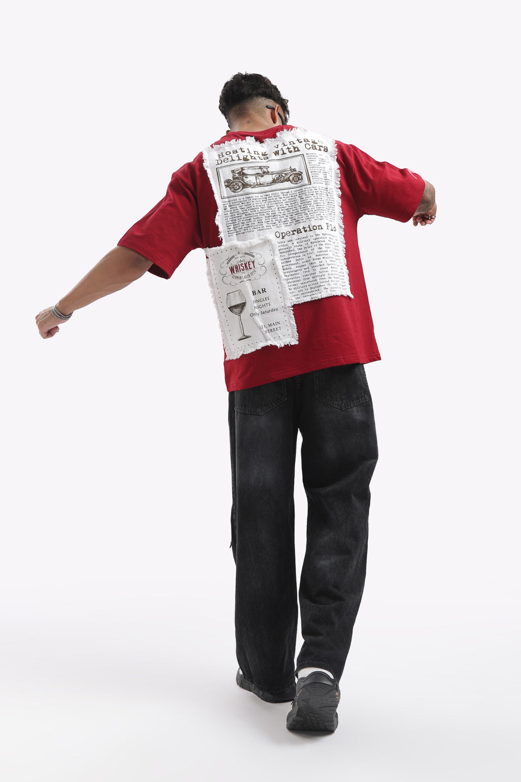 Newspaper Patchwork Oversized Tee