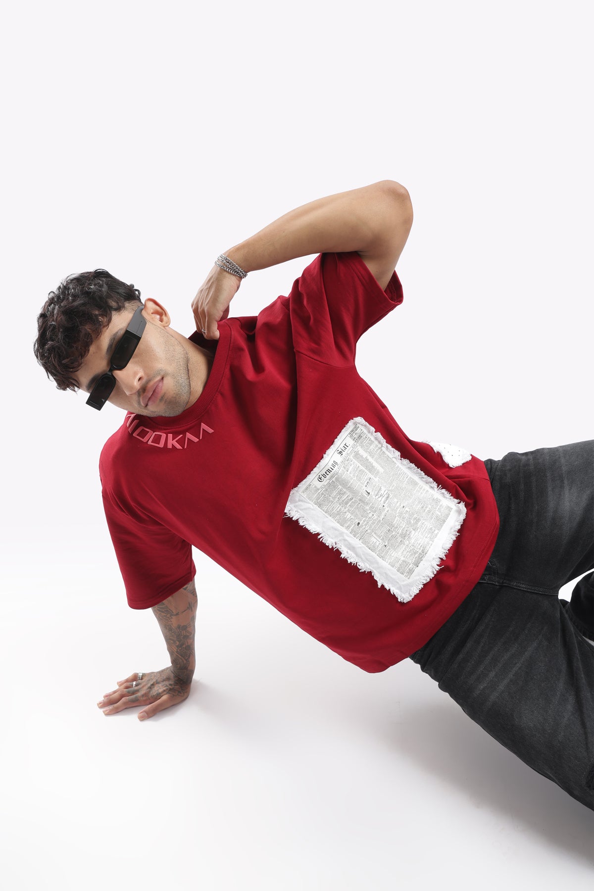 Newspaper Patchwork Oversized Tee